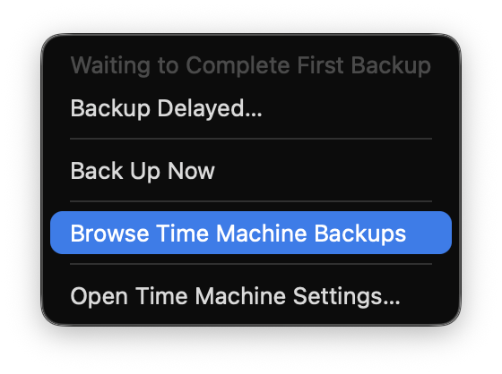 Select Browse Time Machine Backups